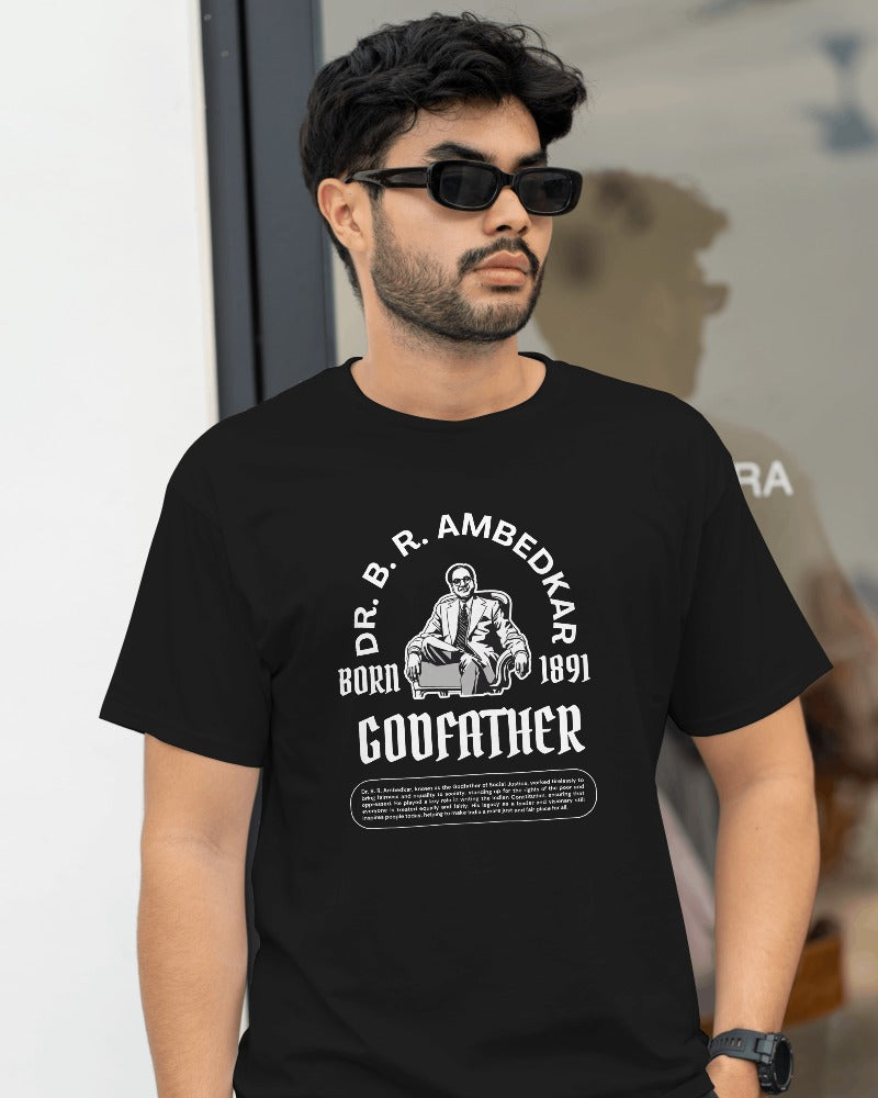 Dr B R Ambedkar: Godfather of Social Justice T-Shirt (Black/Blue)