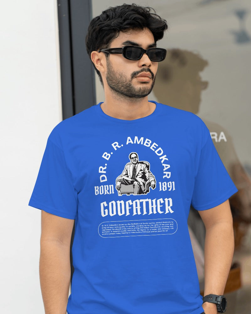 Dr B R Ambedkar: Godfather of Social Justice T-Shirt (Black/Blue)